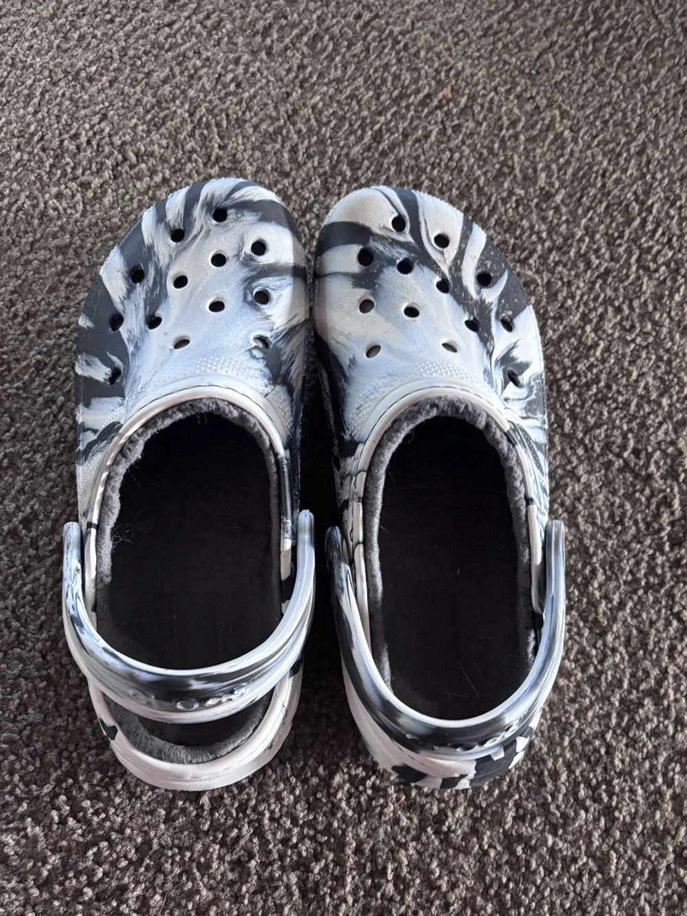 CROCS  Black & White Marble Lined Clogs